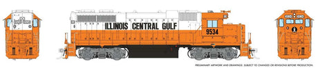 EMD GP38 Low Nose - Standard DC -- Illinois Central Gulf #9527 (orange, white)