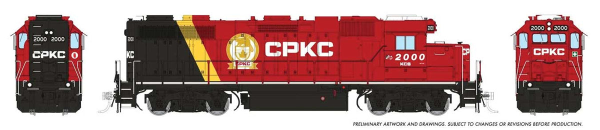 EMD GP38 Low Nose - Standard DC -- Canadian Pacific Kansas City CPKC #2000 (red, black, yellow)
