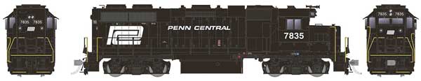 EMD GP38 Low Nose - Sound and DCC -- Penn Central #7835 (black, white, large logo)