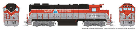 EMD GP38 Low Nose w/Extended Cab - Sound and DCC -- Bangor & Aroostook #94 (gray, red, black)