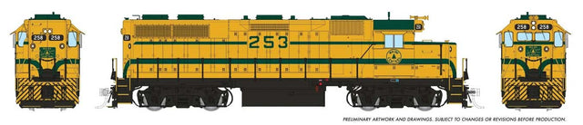 EMD GP38 Low Nose - Sound and DCC -- Maine Central #253 (Harvest Gold, green)