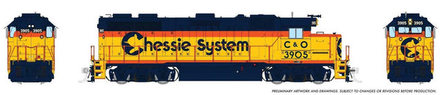 EMD GP39 - Standard DC -- Chessie System C&O #3914 (yellow, vermillion, blue)