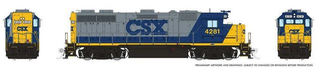 EMD GP39 - Standard DC -- CSX #4281 (YN2 Bright Future, gray, blue yellow)