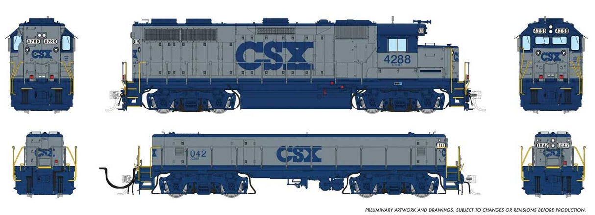 EMD GP39 & EMD/Huntington SWMT Slug Set - Standard DC -- CSX #4288, 1042 (gray, blue)