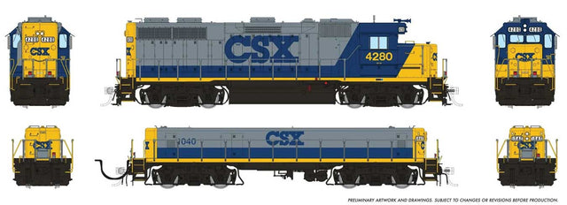 EMD GP39 & EMD/Huntington SWMT Slug Set - Standard DC -- CSX #4285, 1045 (YN2 Bright Future, gray, blue yellow)