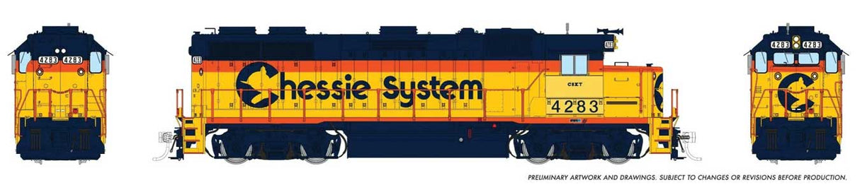 EMD GP39 - Sound and DCC -- CSX #4296 (Patched Ex-Chessie, yellow, vermillion, blue)