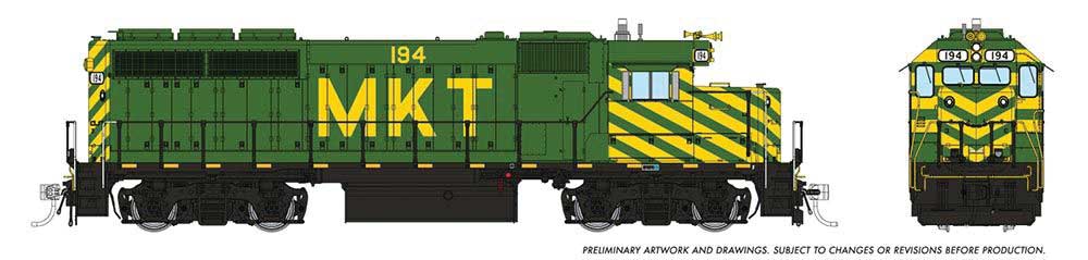 EMD GP40 - Standard DC -- Missouri-Kansas-Texas #216 (green, yellow)