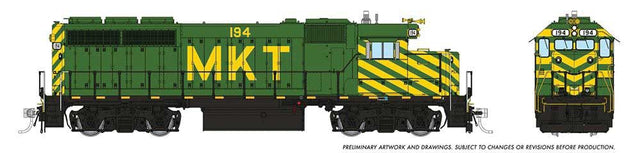 EMD GP40 - Standard DC -- Missouri-Kansas-Texas #216 (green, yellow)