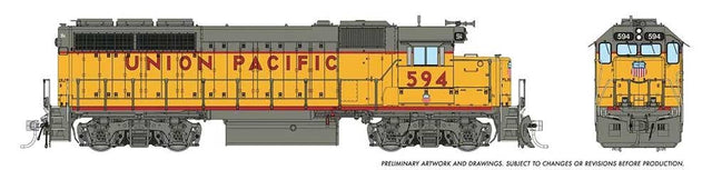 EMD GP40 - Standard DC -- Union Pacific #589 (1997, Armour Yellow, gray, red, red Frame Stripe)