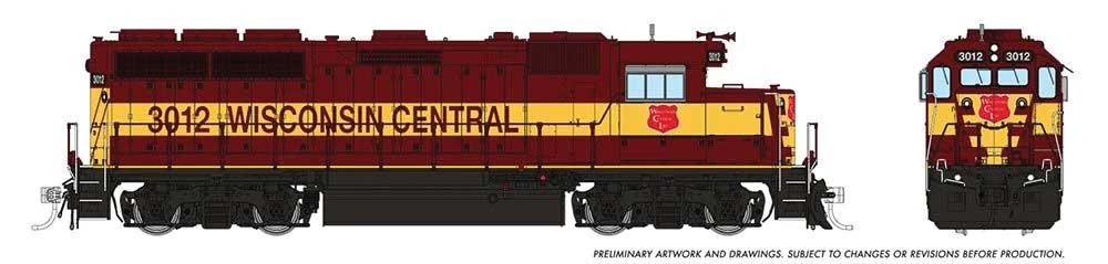 EMD GP40 - Standard DC -- Wisconsin Central #3011 (1994, maroon, gold)