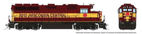 EMD GP40 - Standard DC -- Wisconsin Central #3011 (1994, maroon, gold)