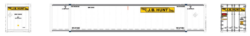53' High-Cube Container 2-Pack - Ready to Run - Prime Movers -- J.B. Hunt JBHU #230083 (white, yellow, black)