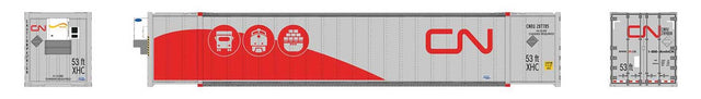 53' High-Cube Container 2-Pack - Ready to Run -- Canadian National CNRU 287785, 287865 (2019 Scheme, white, red, Noodle Logo)