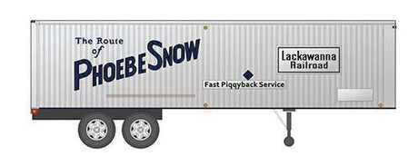 Fruehauf 35' Integral-Post Volume Van Trailer - Assembled -- Delaware, Lackawanna & Western 1 (silver, black, Phoebe Snow Slogan)