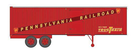 Fruehauf 35' Integral-Post Volume Van Trailer, Side Door - Assembled -- Pennsylvania Railroad 1 (1950s Scheme, Tuscan, TrucTrain Markings)