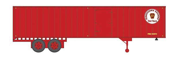Fruehauf 40' Exterior-Post Volume Van Trailer, Side Door - Assembled -- Pennsylvania Railroad 1 (1960s Scheme, Tuscan, TrucTrain Logo)