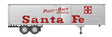 Fruehauf 40' Fluted-Side Volume Van Trailer, Side Door - Assembled -- Santa Fe #1 (silver, Billboard Red Lettering; "Piggy-Back Service")