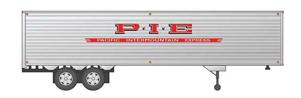 Fruehauf 40' Fluted-Side Volume Van Trailer - Assembled -- Pacific Intermountain Express 3 (silver, red)