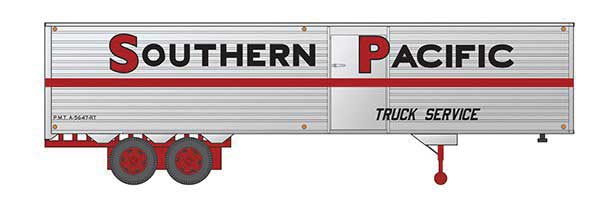 Fruehauf 40' Fluted-Side Volume Van Trailer, Side Door - Assembled -- Southern Pacific 1 (silver, red, black)
