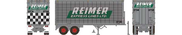 26' Can-Car Dry Van Trailer - Assembled -- Reimer Trucking #3742 (silver, green, black, white)