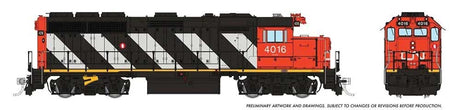 EMD GP40 - LokSound and DCC -- Canadian National #4012 (1978, black, red, white stripes)