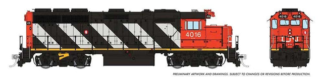 EMD GP40 - LokSound and DCC -- Canadian National #4013 (1978, black, red, white stripes)