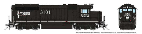 EMD GP40 - LokSound and DCC -- Illinois Central #3114 (Mid-1990s, black, white)