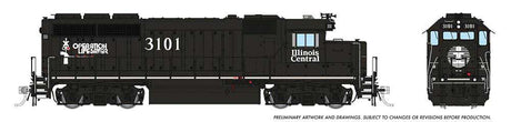 EMD GP40 - LokSound and DCC -- Illinois Central #3121 (Mid-1990s, black, white)