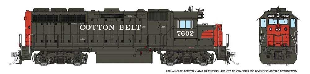 EMD GP40 - LokSound and DCC -- Cotton Belt SSW #7607 (1966, gray, red)