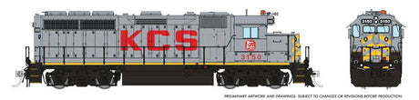 EMD GP40 - LokSound and DCC -- Kansas City Southern #3150 (gray, red, yellow)
