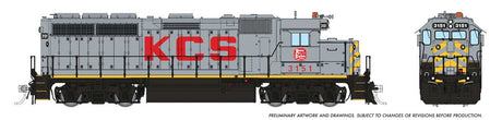 EMD GP40 - LokSound and DCC -- Kansas City Southern #3151 (gray, red, yellow)
