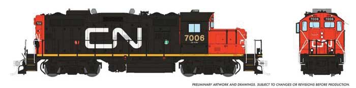 GP9rm - Standard DC -- Canadian National #7006 (black, white, red, Large Noodle Logo)