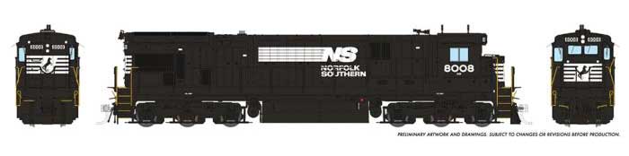 GE C30-7 - Standard DC -- Norfolk Southern #8008 (black, white)
