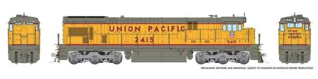 GE C30-7 - Standard DC -- Union Pacific #2415 (1970s, Armour Yellow, gray, red, silver, Shield on Cab)