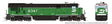 GE C36-7 - Standard DC -- Burlington Northern #5047 (Whiteface Scheme, Stripe; Cascade Green, black)