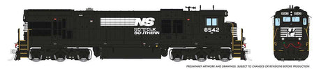 GE C36-7 - Standard DC -- Norfolk Southern #8534 (Claytor Scheme, black, white)