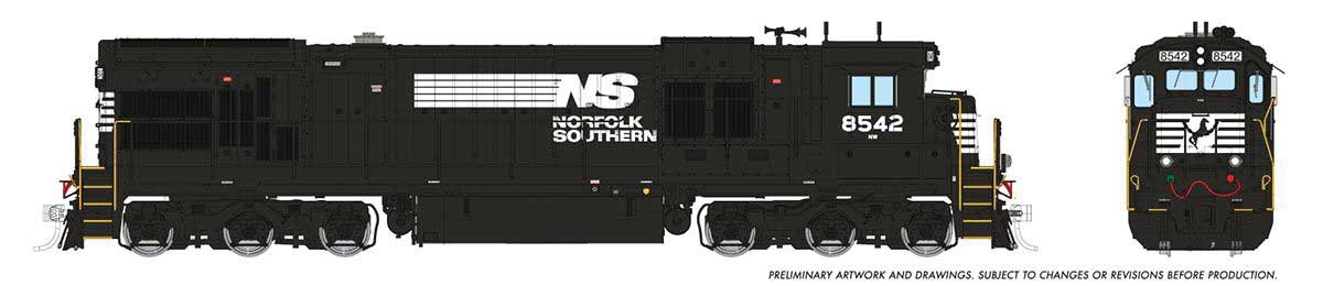 GE C36-7 - Standard DC -- Norfolk Southern #8539 (Claytor Scheme, black, white)