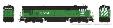 GE C30-7 - ESU LokSound and DCC -- Burlington Northern #5546 (Early Cascade Green, black, white)