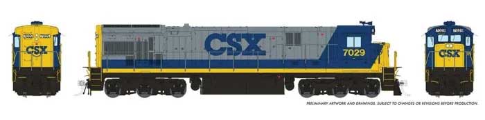 GE C30-7 - ESU LokSound and DCC -- CSX #7047 (YN2 Scheme, gray, blue, yellow)