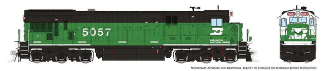 GE C36-7 - Sound and DCC -- Burlington Northern #5057 (Whiteface Scheme, Cascade Green, black)