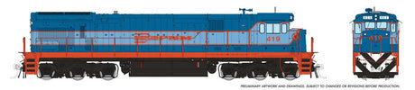 GE C36-7 - Sound and DCC -- Ferrocarriles Nacionales de Mexico #421 (blue, orange, black, white)