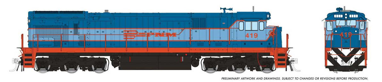GE C36-7 - Sound and DCC -- Ferrocarriles Nacionales de Mexico #432 (blue, orange, black, white)