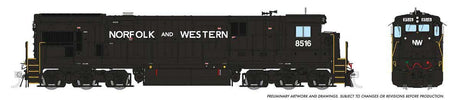 GE C36-7 - Sound and DCC -- Norfolk & Western #8513 (Claytor Scheme, black white, Spelled-Out Roadname)