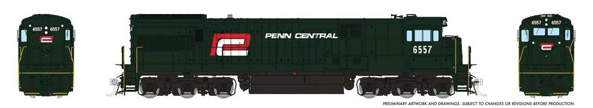 GE U33C Low Nose - Standard DC -- Penn Central #6557 (black, white, red P logo)