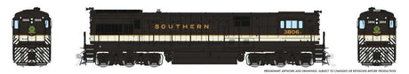 GE U33C High Nose - Standard DC -- Southern Railway #3806 (Tuxedo, black, imitation aluminum, gold)