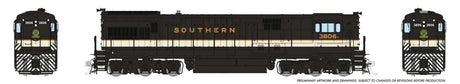 GE U33C High Nose - Standard DC -- Southern Railway #3807 (Tuxedo, black, imitation aluminum, gold)