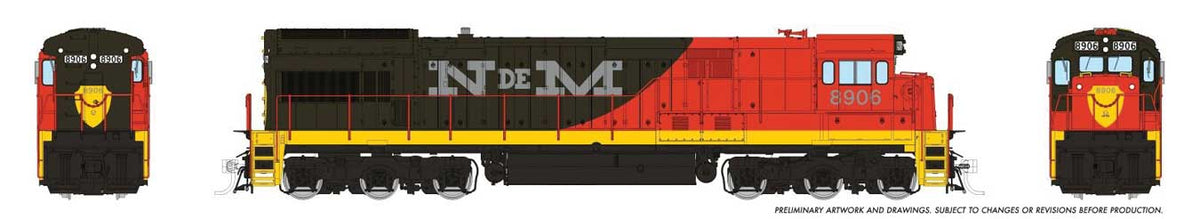 GE U36C - Standard DC -- Nacionales de Mexico #8924 (orange, green, yellow silver)
