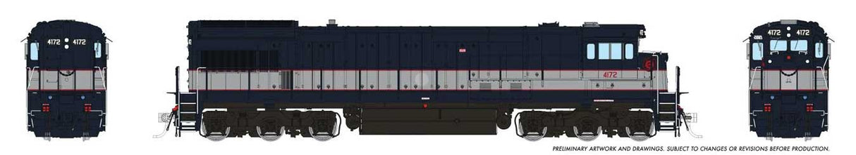 GE U34CH - Standard DC -- New Jersey DOT #4172 (Bluebird, blue, silver, red, No Logo)