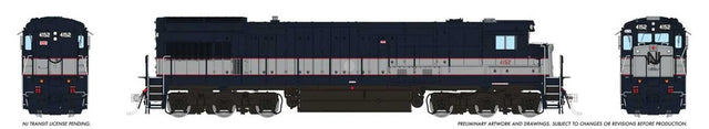 GE U34CH - Standard DC -- NJ Transit #4152 (Bluebird, blue, silver, red, Nose Logo)