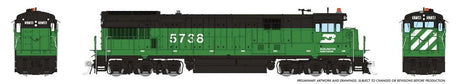 GE U33C Low Nose - Sound and DCC -- Burlington Northern #5738 (Cascade Green, black, white)